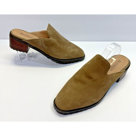 Blondo Shoes - Blondo Stelle Mule Women's Size 7.5 M Dark Taupe Cow Suede Slip On Heel Casual